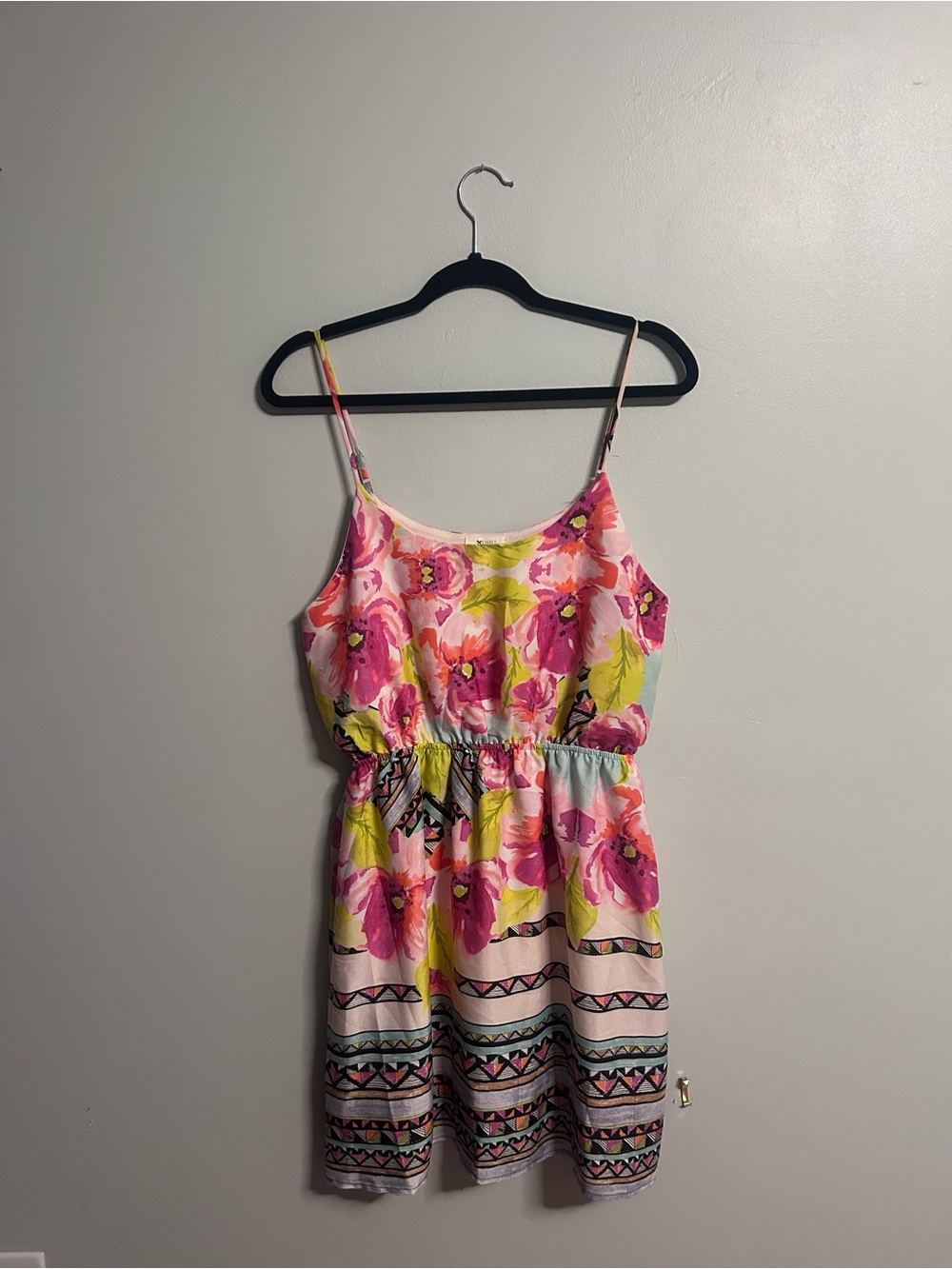 Everly Floral Spaghetti Strap Mini Dress - Pink & Yellow